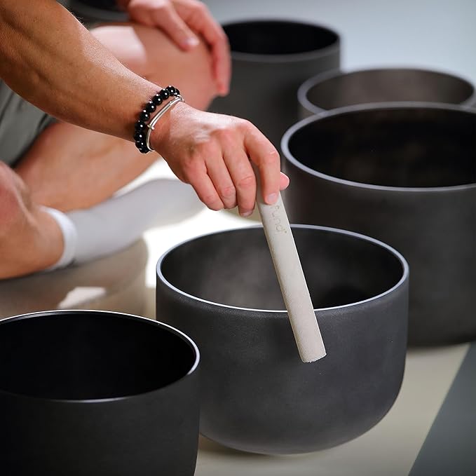 TOPFUND 10" Pro Crystal Singing Bowl Suede Mallet - Solid Beech Core & Hand-Fitted Cowhide - Bloomnest