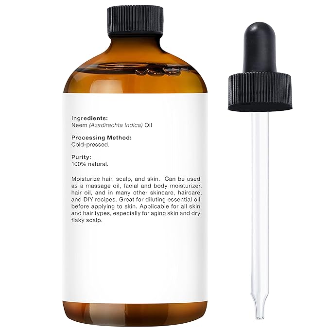 Majestic Pure Neem Oil Spray for Plants and Essential Oils Mixing, 100% Pure Cold Pressed, Safe for Dogs, Great for Skin/Hair Care, Massage Oil, Nails, Acne & Moisturizer for Dry Skin, 4 Fl Oz - Bloomnest