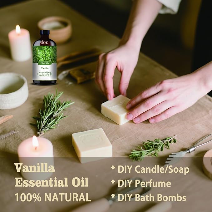 Vanilla Fragrance Oil-Vanilla Essential Oil 4.33oz (130ml)-100% Pure Natural Scent for Diffusers, Candles, Soap Making & Aromatherapy-Relaxing Home & Gift Essential Oil for Bath, Massage - Bloomnest