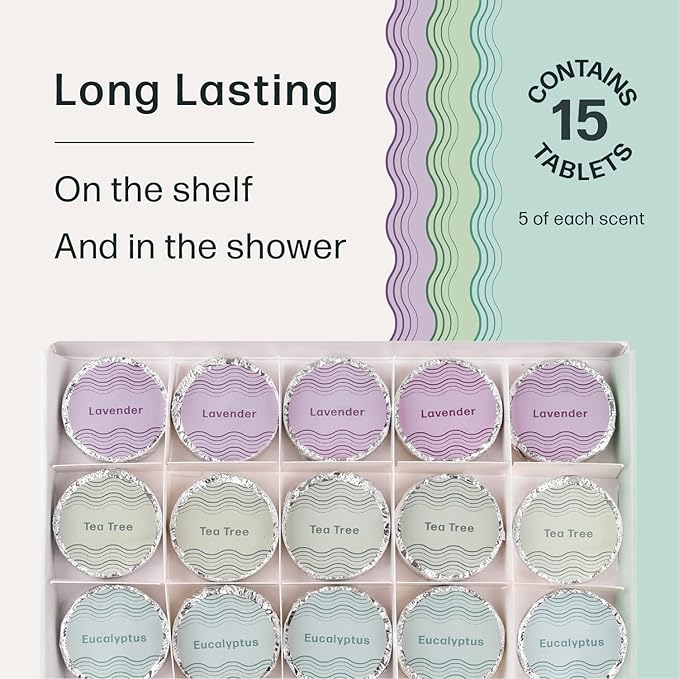 Dew Well - Shower Steamers - 15 Count Shower Bomb - Spa Aromatherapy Right in Your Home - Relax and Unwind - Variety Pack (Lavender, Eucalyptus & Tea Tree) - Bloomnest