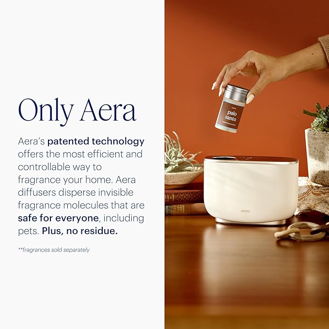 Aera Home Fragrance Electric Diffuser: Smart Home App Aroma Control, Essential Oil & Aromatherapy, Hypoallergenic Scent Technology, Safe for Family & Pets, White (Scent Capsules Sold Separately) - Bloomnest
