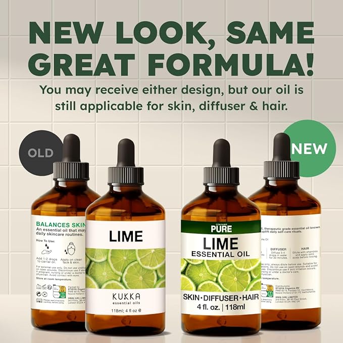 KUKKA Lime Essential Oils - 4 Fl Oz - for Hair, Skin, Diffuser, Aromatherapy & DIY Soap Making Scent - Bloomnest