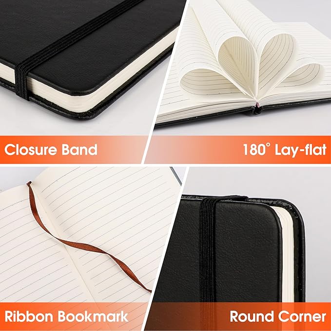 12 Pack Lined Journal Notebook for Work, 200 Pages, Medium 5.5 in x 8.3 in, A5 College Ruled, Hardcover Journaling Notebooks for Writing, Note Taking, Fit for Business Work School Home (Black) - Bloomnest