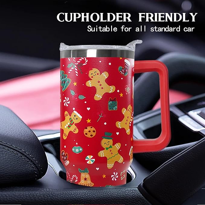 Ceovfoi 40 Oz Gingerbread Tumbler With Handle, Gingerbread Coffee Travel Mug Cup, Christmas Decor, Christmas Gifts for Women - Bloomnest