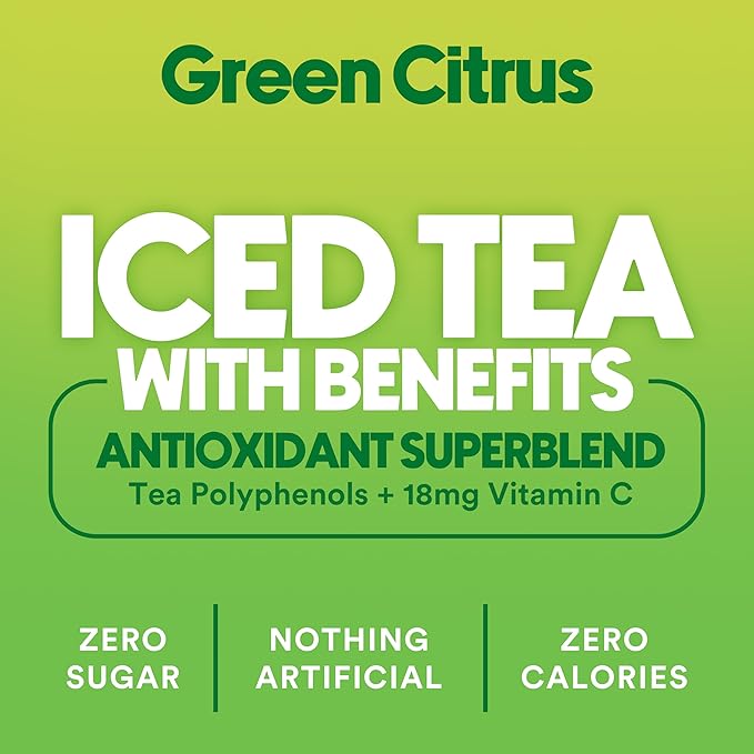 Ryl Iced Tea, Green Citrus Tea, Antioxidant Superblend, Zero Sugar, Low Carb, Zero Calorie - 16.0 Fl Oz (12-Pack) - Bloomnest