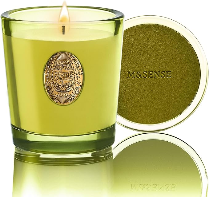 M&SENSE Natural Fresh Soy Candle | White Tea Sage & Matcha Green | 9.2 oz, 50H Burn Time | Luxury Scented Candle for Relaxation, Gifting, Home Décor | Ideal for Bedroom, Office, Party Ambiance - Bloomnest