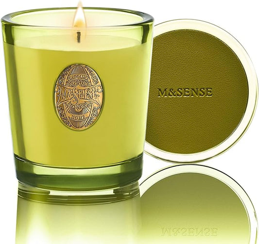 M&SENSE Natural Fresh Soy Candle | White Tea Sage & Matcha Green | 9.2 oz, 50H Burn Time | Luxury Scented Candle for Relaxation, Gifting, Home Décor | Ideal for Bedroom, Office, Party Ambiance - Bloomnest