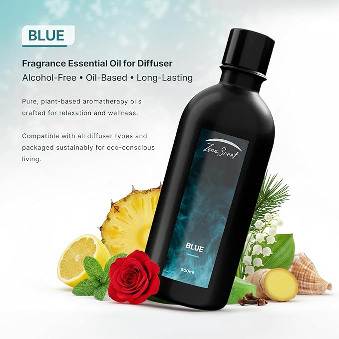 Blue Luxury Essential Oil for Diffusers - Fresh Aquatic Aromatherapy with Lemon, Pineapple & Pine - Energizing Scent for a Modern Home ZoneScent