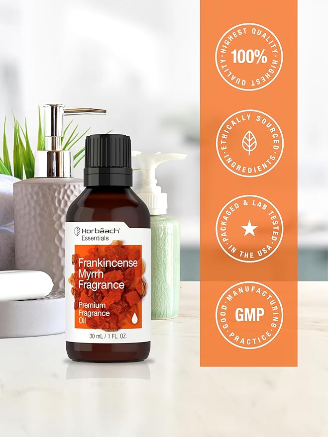 Horbäach Frankincense Myrrh Fragrance | 1 fl oz (30ml) | Premium Grade Fragrance Oil | for Diffusers, Candle and Soap Making, DIY Projects & More HORBAACH