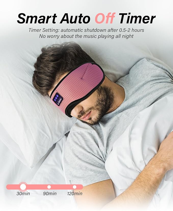LC-dolida Sleep Headphones, White Noise Bluetooth Sleep Mask 3D Wireless Eye Mask Sleeping with Timing, Sleep Mask with Bluetooth Headphones for Side Sleepers Travel Yoga - Bloomnest