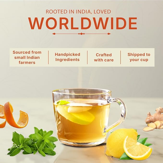 Lemon Ginger Green Tea Bags (50 Count), Green Tea with Orange Peel, Black Pepper & Mint Extract, Caffeinated, Real and Natural Green Tea, Blended with Fresh Herbs and Spices, Gluten Free - Bloomnest