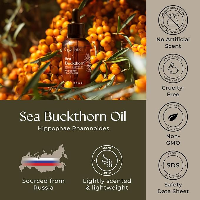 Gya Labs Sea Buckthorn Carrier Oil - 1.7 Fl Oz - for Hair, Skin, Face, Scalp & Body Massage - Bloomnest