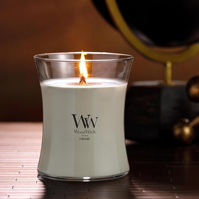 WoodWick Fireside Holiday Candle Gifts for Women and Men, 9.7 oz Medium Hourglass Candle with Crackling Wick - Bloomnest