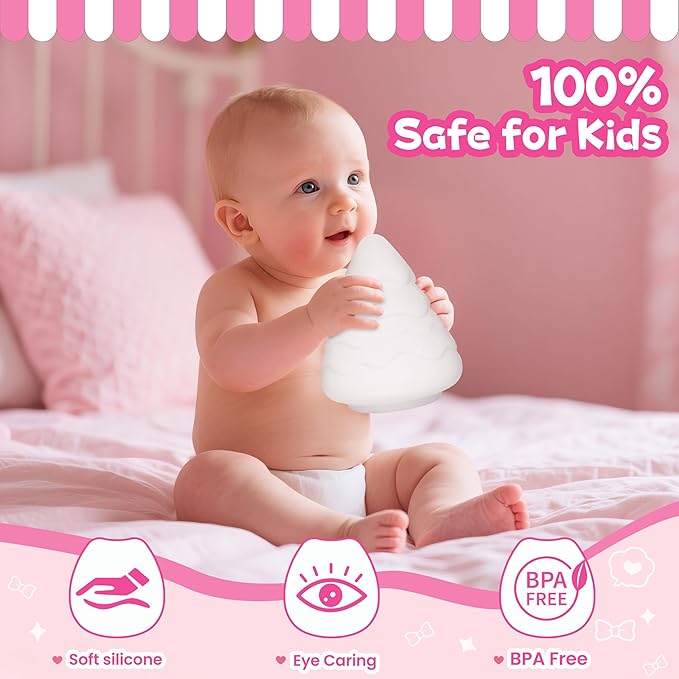Night Light for Kids, Rechargeable Dimmable Silicone LED Nightlight with 7 Colors, Baby Nursery Night Lamp, Touch Squishy Lamp, Cute Gifts for Girls, Boys, Toddler Room Decor, Christmas Tree - Bloomnest