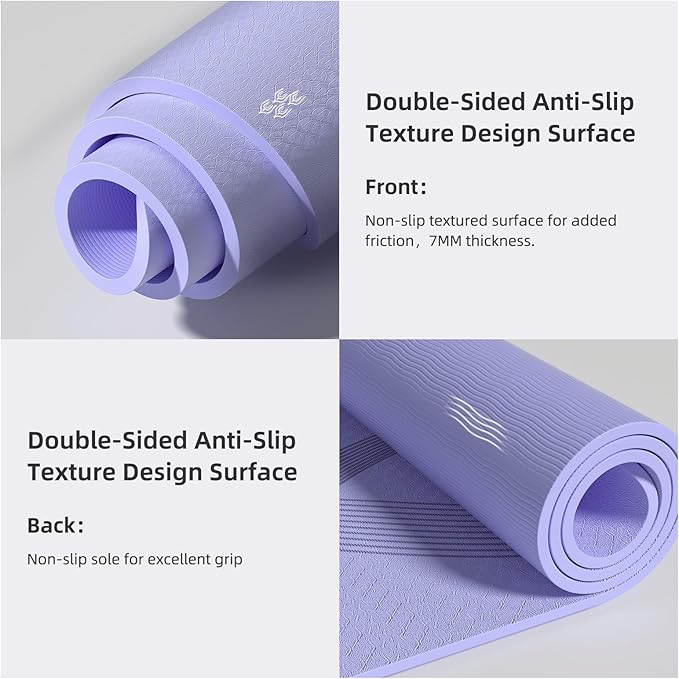 Yoga Mat High Density Exercise Mat, 76"x32"x0.27"Thick Wide & Large Yoga Mat for Women Men, Professional POE Workout Mat for Yoga, Pilates, Fitness & Stretching - Bloomnest