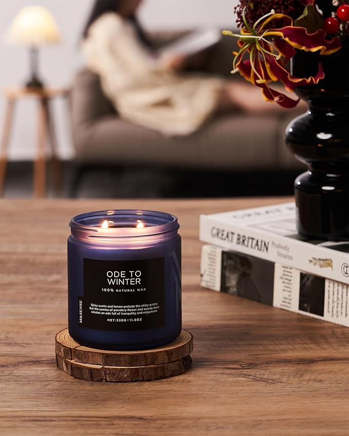 M&SENSE Ode to Winter 11.6oz Natural Soy Wax Non Toxic Candle, Up to 70 Hours Burn Time Winter Scents, 2 Cotton Wick Jar Candle Home Scented Gift - Bloomnest