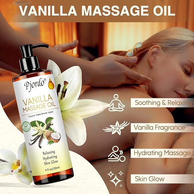 3 Pack Massage Oil for Massage Therapy, Vanilla Oil, Sore Muscle Arnica Oil, Lavender Massage Oil for Skin, Massage Roller Ball, Relaxing Massage Kit, Spa Gift Set for Him Her - Bloomnest