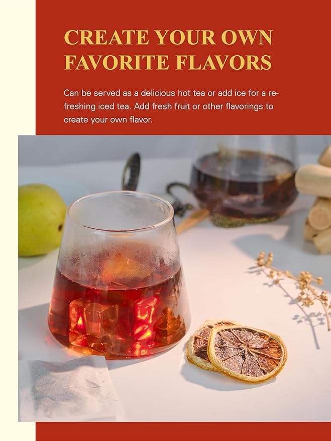 GLDNT Organic Pu-erh Tea Bags, Fermented Yunnan Dark Tea, Bold & Mellow Flavor, Caffeinated, 100 Count - Bloomnest