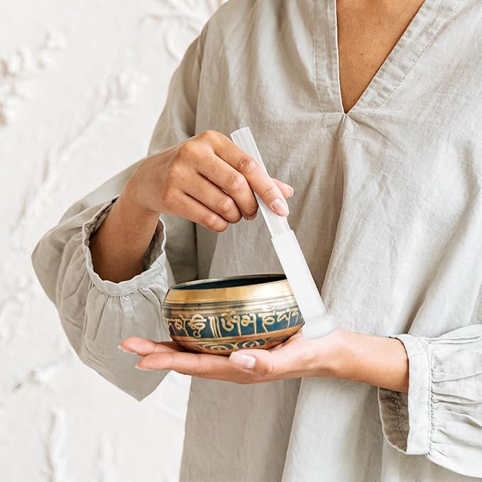 Tibetan Singing Bowl Mallet Set with Acrylic Striker for Meditation Sound Bowls Lightweight 8.66X2.75X1.37In Comfortable Grip for Relaxation and Sound Therapy - Bloomnest