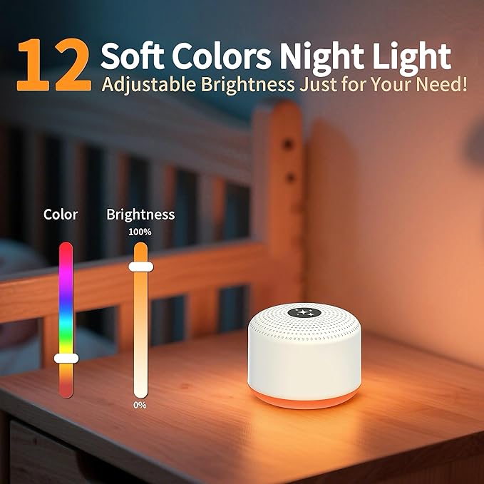 Soothing Sounds White Noise Machine Portable Sleep Machines with 30 Relaxing Sounds 12 Color Options 5 Adjustable Brightness 32 Volume Levels 4 Timer for Baby and Adult Perfect for Home Travel Office - Bloomnest