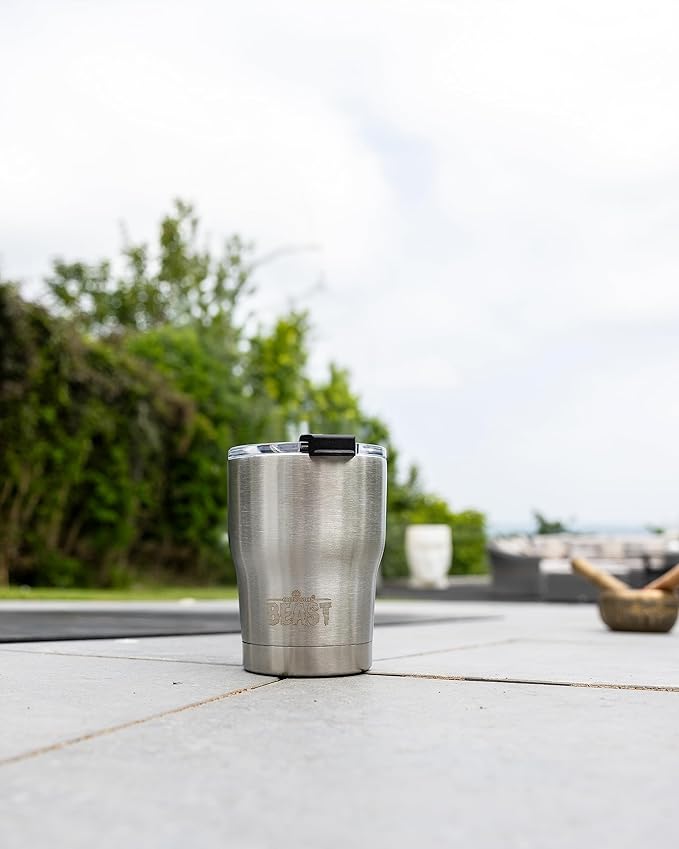 Beast 10 oz Tumbler Stainless Steel Vacuum Insulated Coffee Ice Cup Double Wall Travel Flask (Steel) - Bloomnest