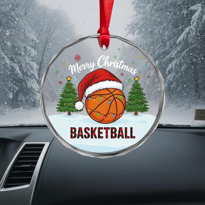 Basketball Glass Ornament – Handcrafted Hanging Decoration, Elegant Keepsake with Unique Basketball Design, for Home, Holiday Tree, or Special Occasion - Bloomnest