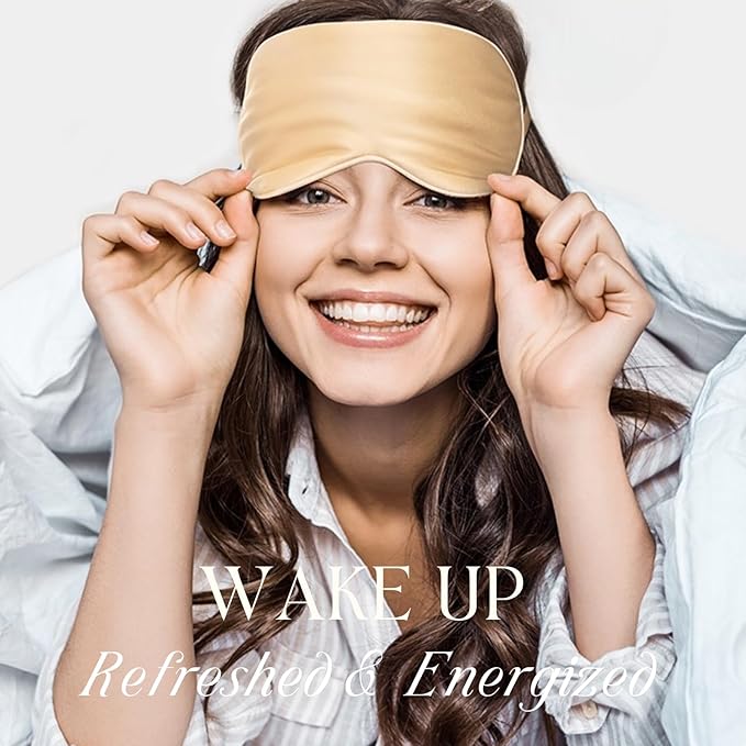 Silk Satin Sleeping Eye Mask, Gold Sleep Eye Mask Night Blindfold for Women and Men, Soft Breathable Blackout Eyeshade Eye Cover for Travel, Wedding Bridesmaid Gift - Bloomnest