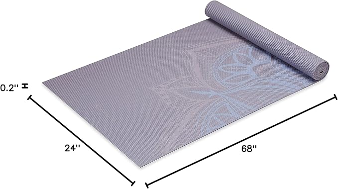 Gaiam Yoga Mat - Premium 5mm Print Thick Non Slip Exercise & Fitness Mat for All Types of Yoga, Pilates & Floor Workouts (68" x 24" x 5mm) - Bloomnest
