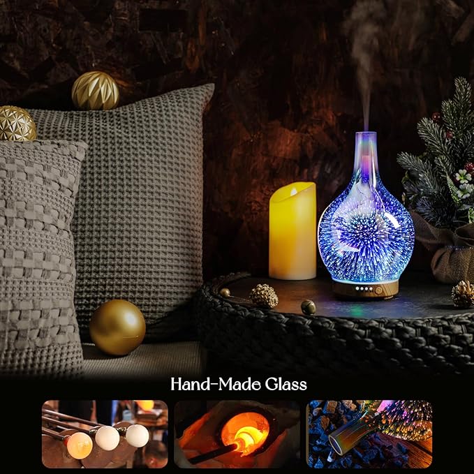 Porseme 3D Essential Oil Diffuser Cool Mist Humidifier Ultrasonic Aromatherapy Diffuser,150ml Last 6h,Auto Shut-Off,Air Refresh,Decoration for Home,Office,Yoga,Baby,Sleep Porseme