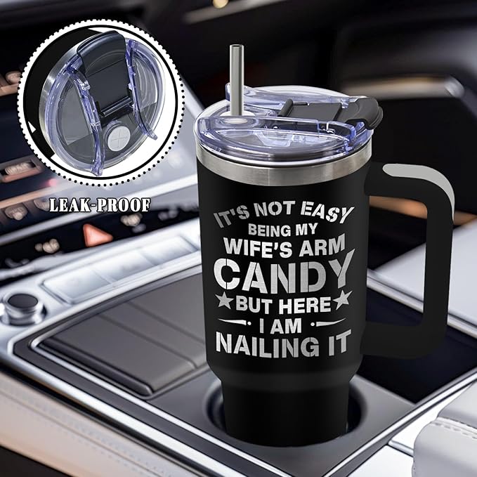 DUUV Gifts for Husband from Wife, Husband Tumbler with Handle 40 Oz, Christmas Thanksgiving Wedding Anniversary Appreciation Birthday Gifts for Husbands Men Him, 1PCS - Bloomnest