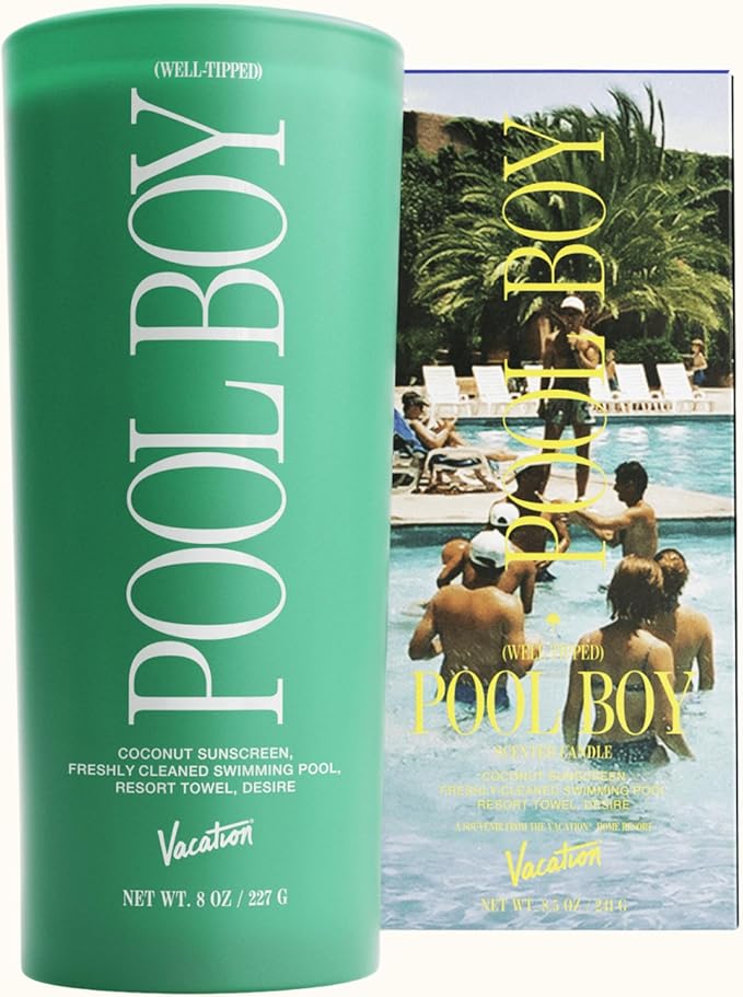 Vacation Well-Tipped Pool Boy Candle, Luxury Coconut Candle with Pool Water, Solar Musk & Banana Scent, Premium Gift for Home Decor & Beach Lovers - Bloomnest
