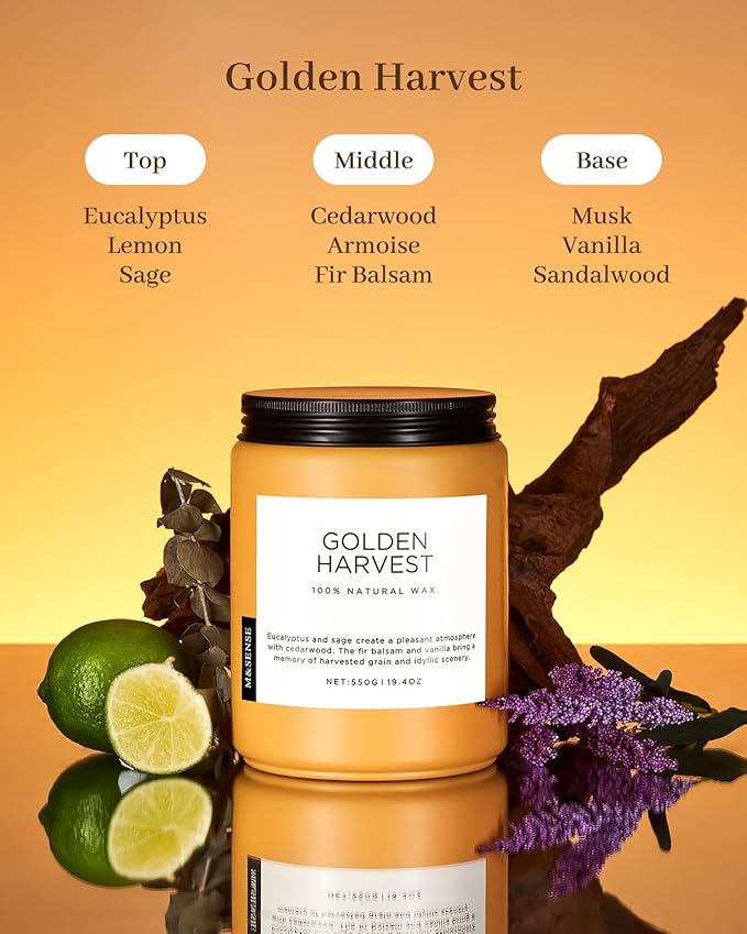 M&SENSE Fall Harvest Scented Candles, 19.4oz 110 Hours Large Natural Soy Long Lasting Slow Burning 2 Wick Scented Candle for Relaxing Stress Relief & Holiday - Bloomnest