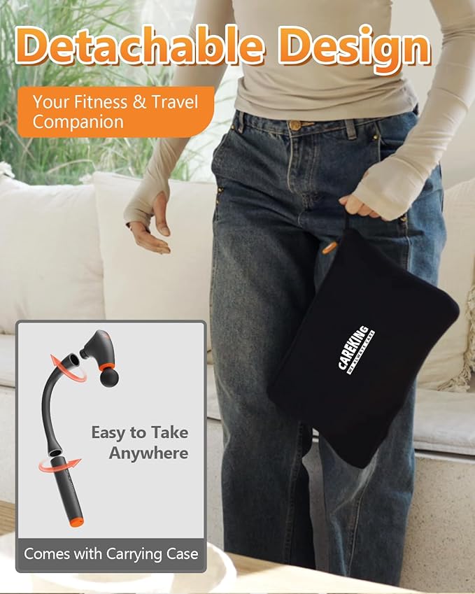 Convertible Massage Gun Deep Tissue for Back Neck Muscle Pain Relief - Electric Handheld Percussion Shoulder Massager Tool with Detachable Long Handle Portable Case - Bloomnest