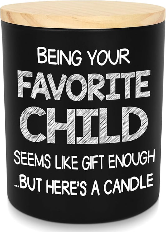 TEEZWONDER Birthday Gifts for Mom - Favorite Child Scented Candle Vanilla Lavender 10 oz - Mom Dad Birthday Gifts from Daughter Son, Grandma Grandpa Gift Ideas, Candle for Parents