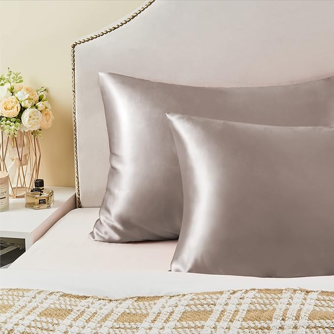 BEDELITE Satin Pillowcase for Hair and Skin, Super Soft and Cooling Similar to Silk Pillow Cases 2 Pack with Envelope Closure, Gift for Women Men(20"x40" King Size, Rose Taupe) - Bloomnest