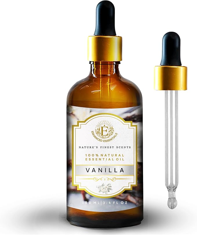 Luxurious Vanilla Essential Oil by Enhanced Essentials|Slow Distilled & Pure|Concentrated Oils for Diffusers,Skin Care, Aromatherapy, Bath,Perfume,Gifting,Soap & Candle Making|3.38 Fl Oz (100 ml) Bloomnest