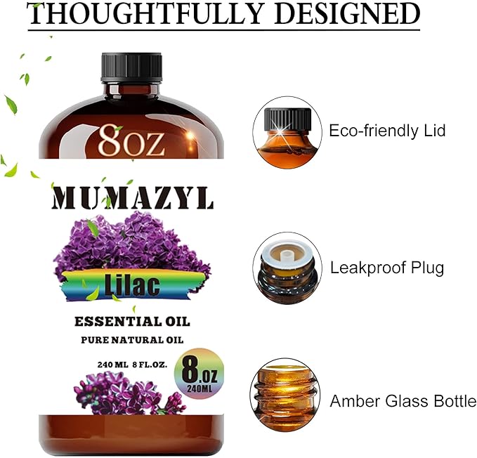 Lilac Essential Oil, Lilac Oil 8 Fl Oz 240ML for Diffuser Humidifier Yoga Cleaning DIY Candle Soap Making Essential Oils - Bloomnest