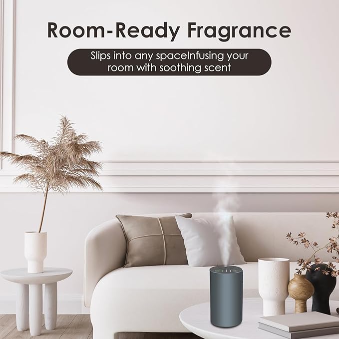 Waterless Essential Oil Diffuser, 7 Colors LED Light, Battery Powered Mini Scent Air Machine, Aromatherapy Mist Diffuser for Home Room Car Office (Grey) - Bloomnest