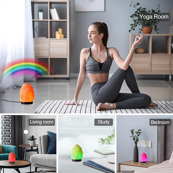 5.5 Inch Himalayan Salt Lamp Night Light with Remote Control, Upgraded 16 Colors Changing & 4 Light Modes LED USB Salt Rock Lamp, Natural Crystal Pink Mini Small Salt Lamp for Home Decor