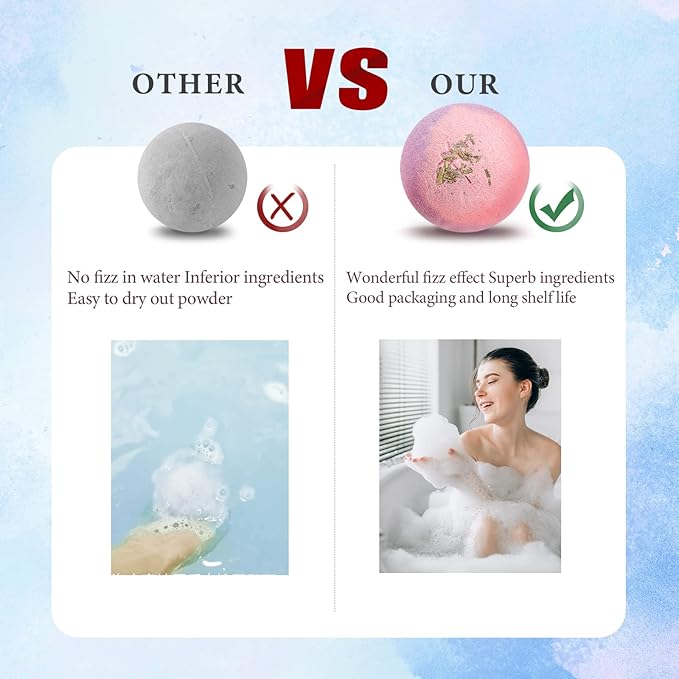Hemp Oil Bath Bombs Gift Set Natural Refreshing Bubble Bath Kit with 6 Relaxing Scents Made from Pure Essential Oil for Bubble and Spa Bath, Birthday Mother's Valentine's Day Gifts - Bloomnest