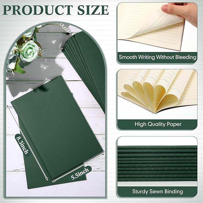 Mimorou 100 Pcs Journals Notebooks Bulk - Kraft Softcover A5 Small Notebooks 5.5 Inch x 8.3 Inch Notepads with 60 Page 30 Sheet for Writing Sketch Travel Office Supplies(Green,Lined) - Bloomnest