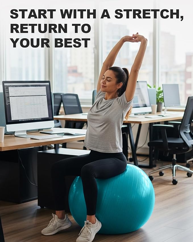 Trideer Exercise Ball for Yoga, Pilates & Fitness – Stability Ball Equipment for Home Gym & Office Chair, Core & Balance Training Accessories, Physical Therapy Equipment, Quick Pump Included, 5 Sizes - Bloomnest