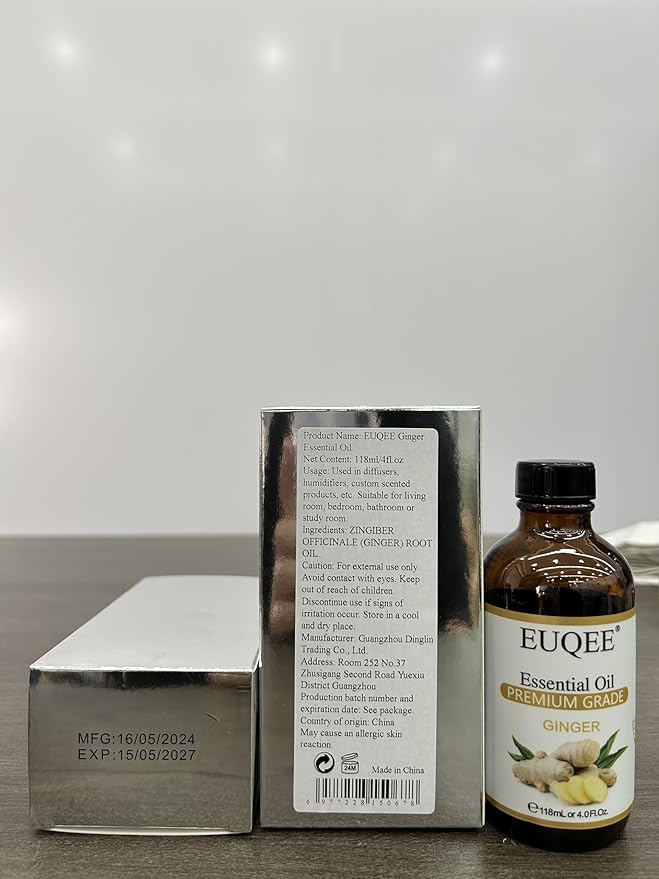 EUQEE Ginger Essential Oil 118mL Pure Ginger Oil, Large Bottle Premium Essential Oil with Glass Dropper for Diffuser, Candle Making, DIY Soap - 4fl. oz - Bloomnest