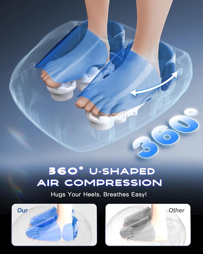 KINGJOY Foot Massager with Heat for Neuropathy, [2025 Upgraded], Deep Kneading Shiatsu Foot Massager for Plantar Fasciitis, Fits Up to Men Size 14, Gifts for Women Mom Men Dad Seniors - Bloomnest