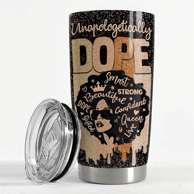 SANDJEST Inspirational Gifts for Women Black Woman Inspiration Tumbler 20oz Stainless Steel Insulated Coffee Travel Mug Cup Motivational Gift for Women Birthday Christmas - Bloomnest
