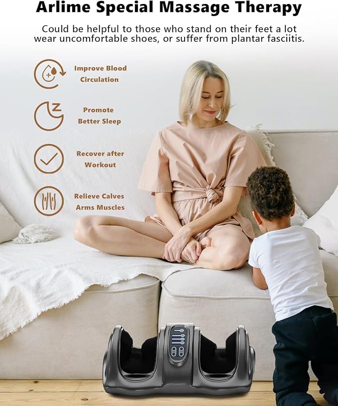 ARLIME Foot Shiatsu Massager, Therapeutic Foot Massager Electric, Kneading and Rolling Reflexology for Leg Calf, Ankle, with Remote and 3 Massage Modes - Bloomnest