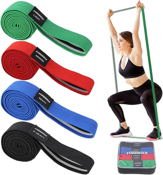 Fabric Resistance Bands for Working Out, 3 and 4 Levels Booty Bands Long Resistance Bands for Women and Men | Elastic Bands for Exercise Bands Resistance Workout Bands Resistance - Bloomnest