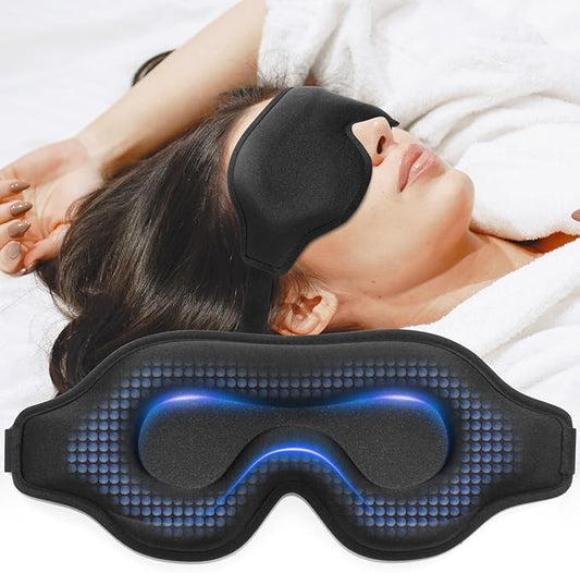 Weighted Eye Mask for Sleeping, 3D Contoured Sleep Mask Blackout with Adjustable Strap, Lash Extensions Sleeping Mask for Travel, Eye Cover Blindfold for Men Women (Black, 4.6oz) - Bloomnest