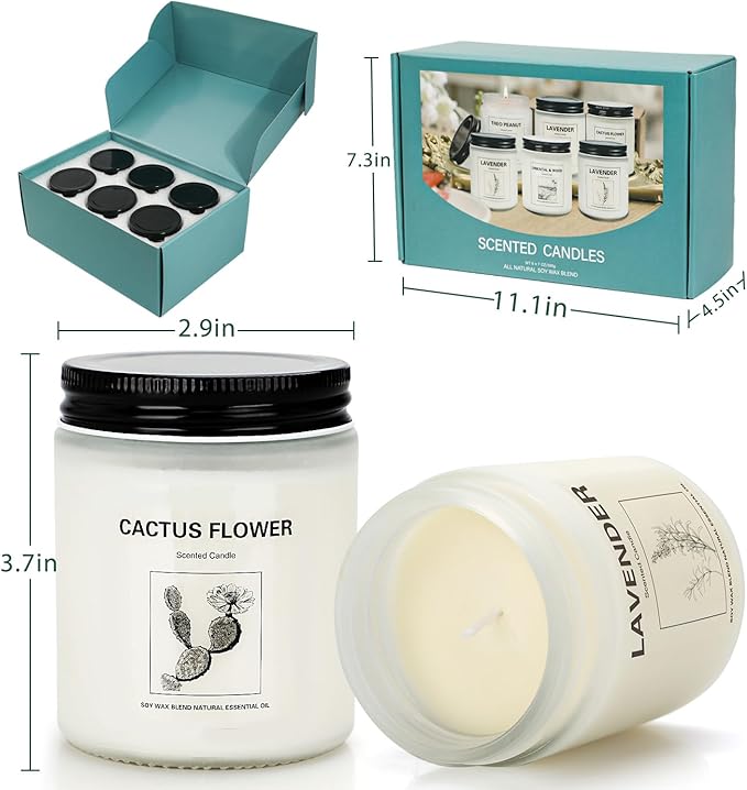 LOSNYA Scented Candles Set, 6 Pack 42OZ Aromatherapy Candle Gifts for Women, Lavender Candles, Natural Soy Wax Long Lasting Candle Gifts for Birthday Mother's Thanksgiving Day - Bloomnest