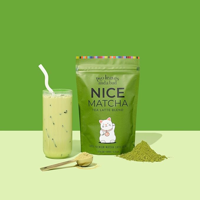 Two Leaves and a Bud Nice Matcha Latte Blend (36 Servings), Japanese Matcha Green Tea Powder, 1 Resealable Bag, 1.1lb (500g) - Bloomnest